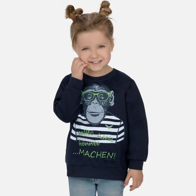 | > Trigema Affen-Druckmotiv / Sweats Sir Navy Großem Shirts Sweatshirt Kinder Mit Mac